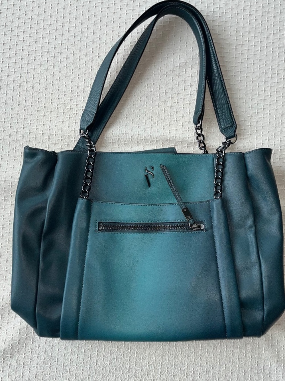 Simply Vera by Vera Wang Teal Leather Tote Handbag